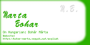 marta bohar business card